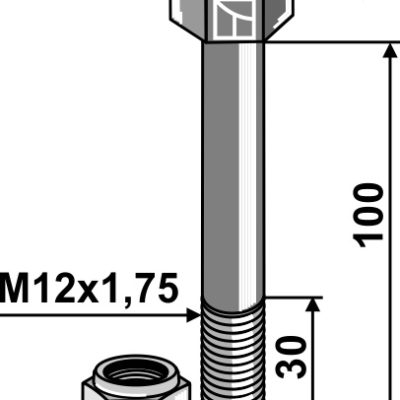 Bolt with self-locking nut - M12 - 8.8