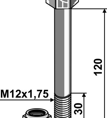 Bolt with self-locking nut - M12 - 8.8
