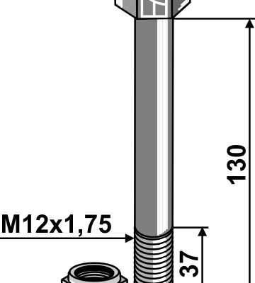 Bolt with self-locking nut - M12 - 8.8