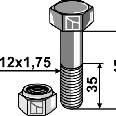 Bolt with self-locking nut - M12 - 8.8