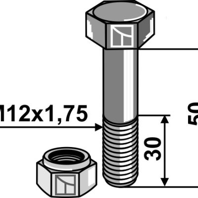 Bolt with self-locking nut - M12 - 8.8