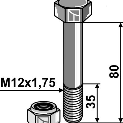 Bolt with self-locking nut - M12 - 8.8