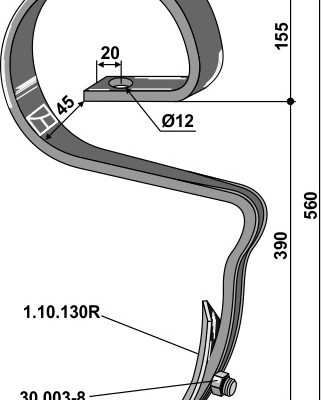 Elastic tine with share