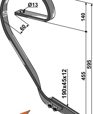 Brake tine, 45x10 right