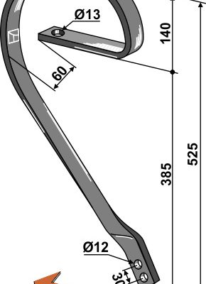 Brake tine, 45x10 left