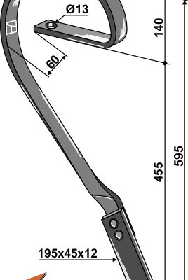Brake tine, 45x10 left