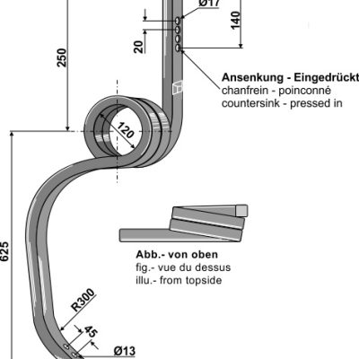 Track eradicator tine, right model