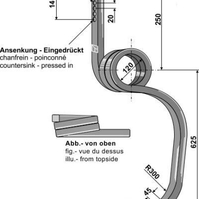 Track eradicator tine, left model