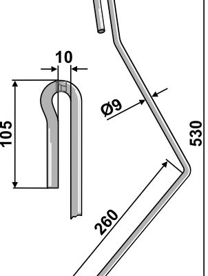 Following tine Ø9mm - outer right