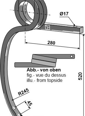 Double coil spring, right