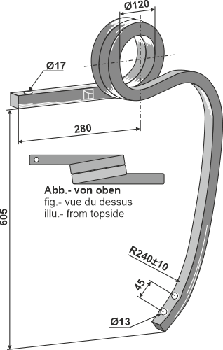 Double coil spring, left