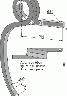 Double coil spring, right