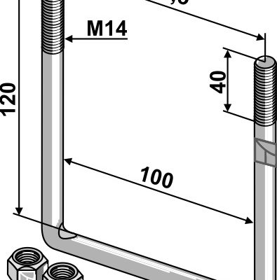Stirrup bolt - M14