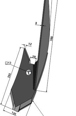 Lateral cultivator point - left - hard metal faced