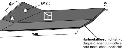 Replacement wing hard metal faced - left