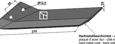 Replacement wing hard metal faced - left