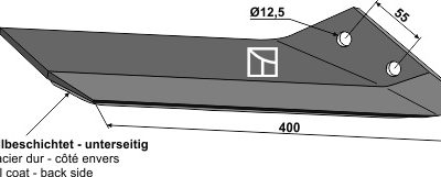 Replacement wing hard metal faced - right