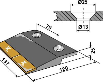 bolt-on front part - left - Hard metal