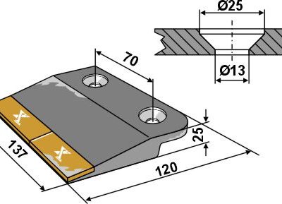 bolt-on front part - right - Hard metal