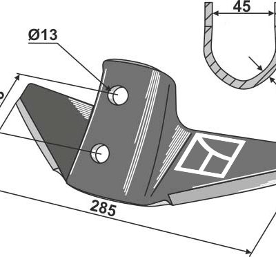 Stubble share for Kongskilde system 285mm