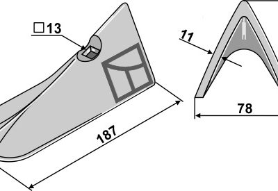 Cultivator share 187mm