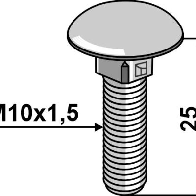 Saucer-head screw M10x1,5x25 without nut - galvanized