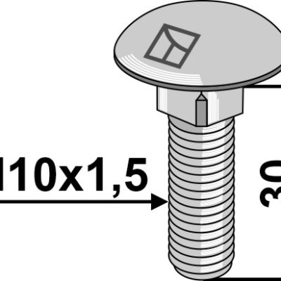 Saucer-head screw M10x1,5x30 without nut - galvanized