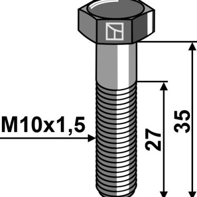 Hexagon bolt M10x1,5x35 without nut