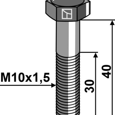 Hexagon bolt M10x1,5x40 without nut
