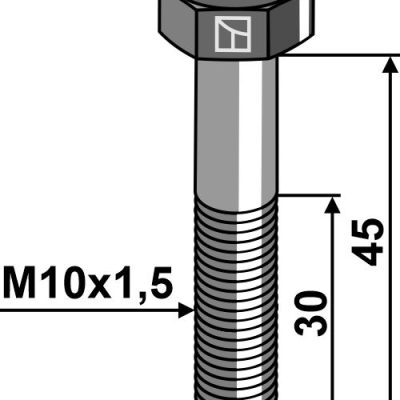 Hexagon bolt M10x1,5x45 without nut