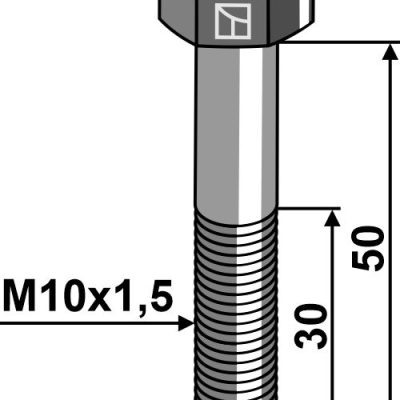 Hexagon bolt M10x1,5x50 without nut