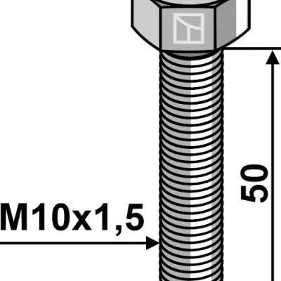 Hexagon bolt M10x1,5x50 without nut