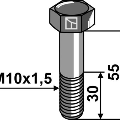 Hexagon bolt M10x1,5x55 without nut