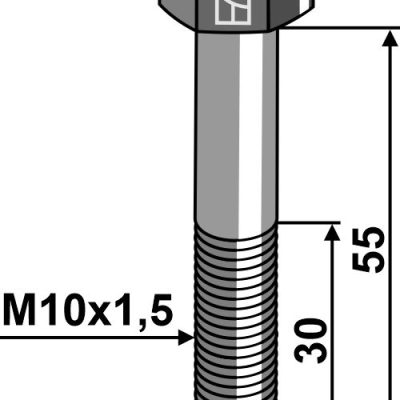 Hexagon bolt M10x1,5x55 without nut
