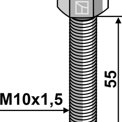 Hexagon bolt M10x1,5x55 without nut