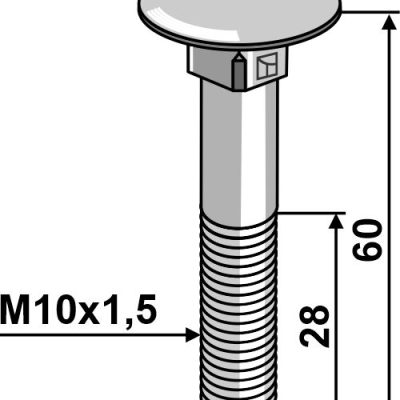 Bolt M10x1,5x60 galvanized without nut