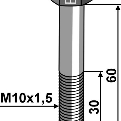 Hexagon bolt M10x1,5x60 without nut
