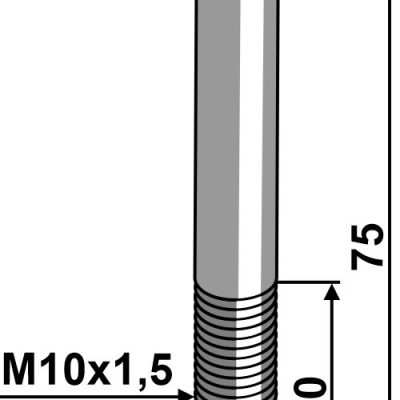 Hexagon bolt M10x1,5x75 without nut