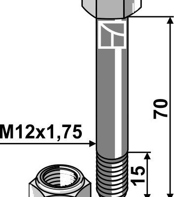 Shear bolt M12 with self-locking nut