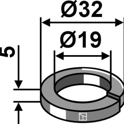 Split washer Ø32x5xØ19