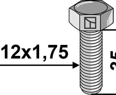 Hexagon bolt M12x1,75x35 without nut - galvanized