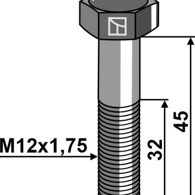 Hexagon bolt M12x1,75x45 without nut