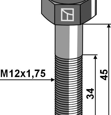 Hexagon bolt M12x1,75x45 without nut