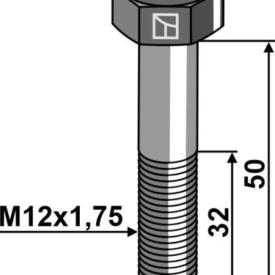 Hexagon bolt M12x1,75x50 without nut