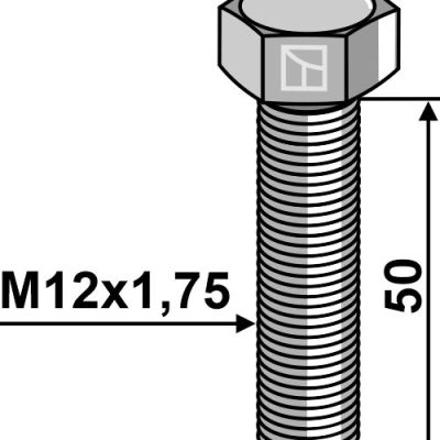 Hexagon bolt M12x1,75x50 without nut