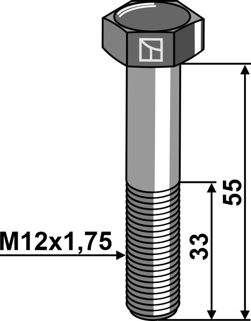 Hexagon bolt M12x1,75x55 without nut
