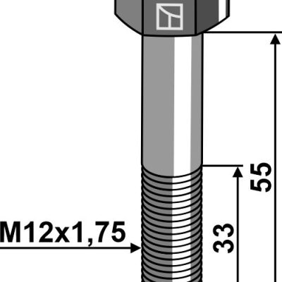 Hexagon bolts M12x1,75x55 without nut