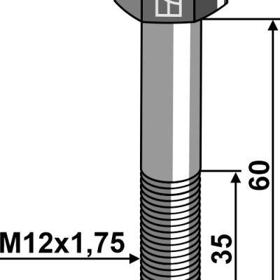 Hexagon bolt M12x1,75x60 without nut