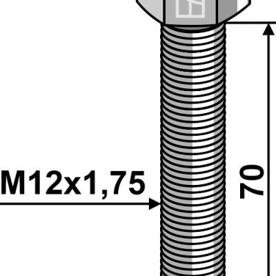 Hexagon bolt M12x1,75x70 without nut