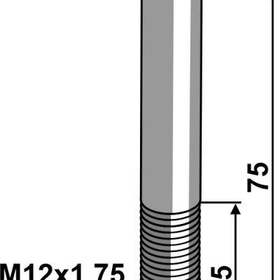 Hexagon bolt M12x1,75x75 without nut